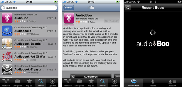 Screen shot from Audioboo should appear here